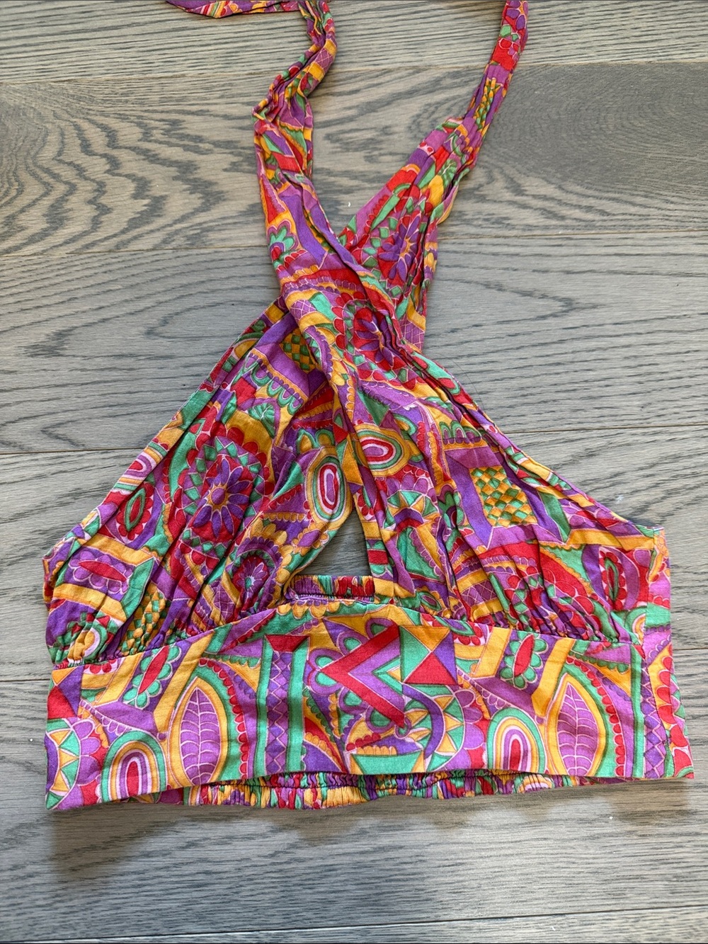 ba&sh Multicolor Halter Crop Top - Pink, Purple, Green, Yellow, Orange